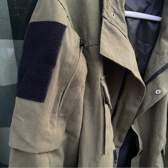 UNM Canvas Utility Jacket Size Large Full Zip+Snap Multi-Pocketed Tan - Picture 5 of 16